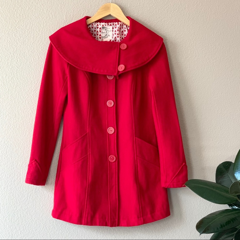 Red Pea Coat by Tulle